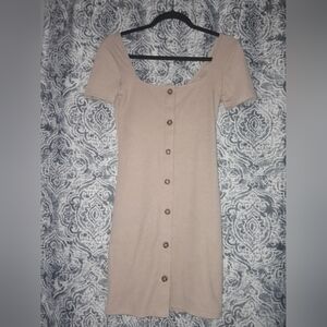 H&M Tan Button-Front Mini Dress